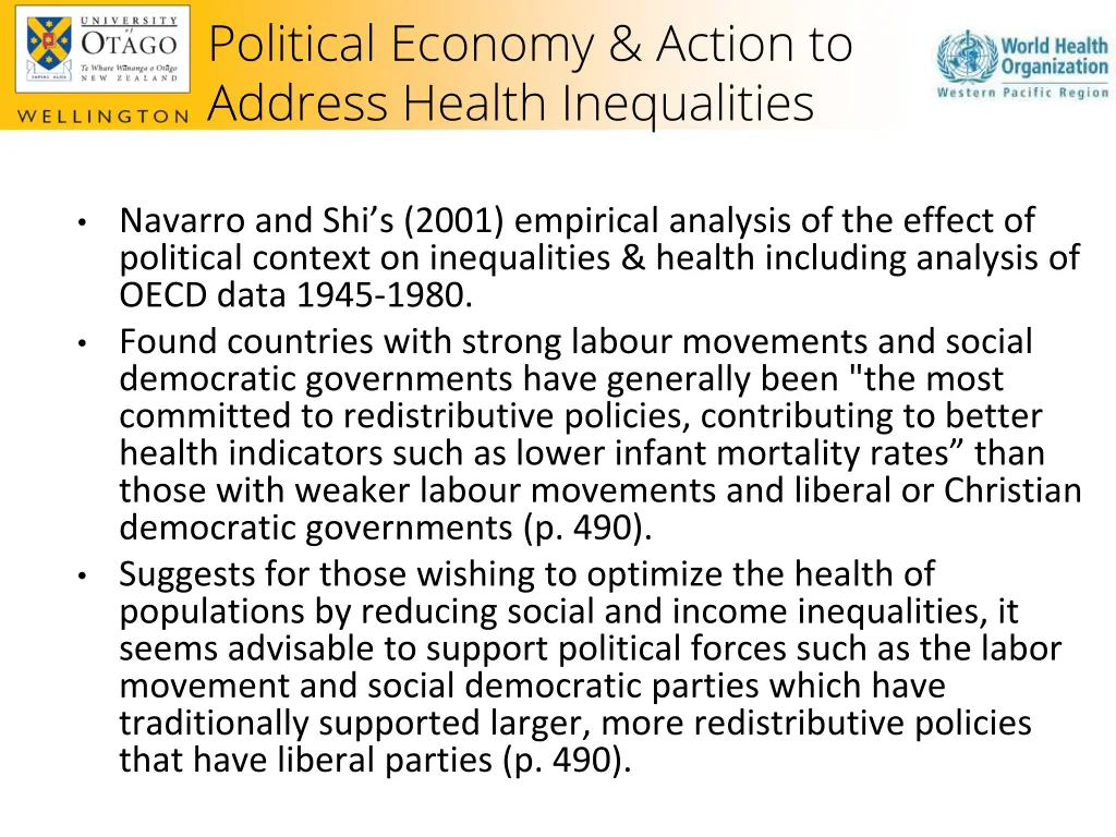 political economy action to address health