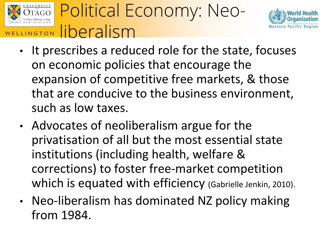 political economy neo liberalism it prescribes