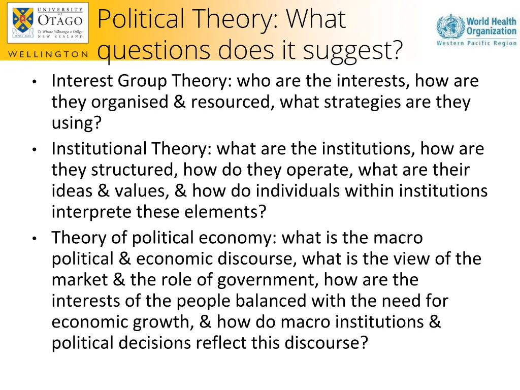 political theory what questions does it suggest