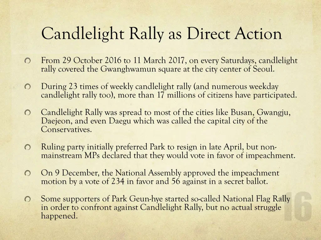 candlelight rally as direct action