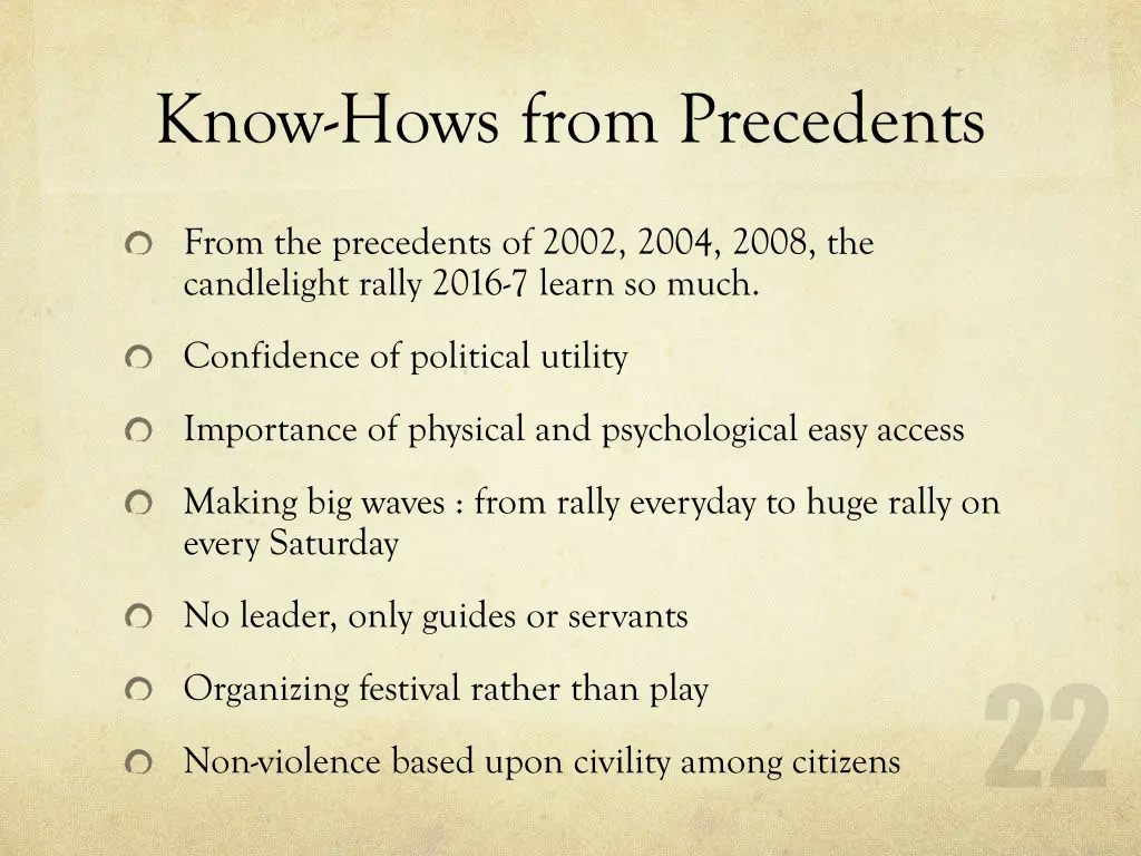 know hows from precedents