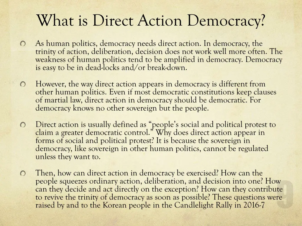 what is direct action democracy