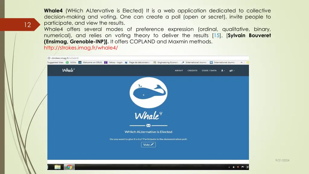 whale4 which altervative is elected