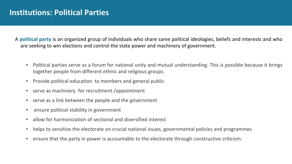 institutions political parties