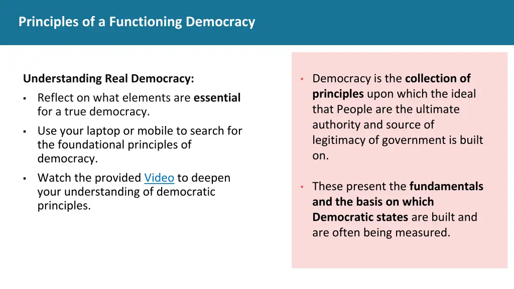 principles of a functioning democracy