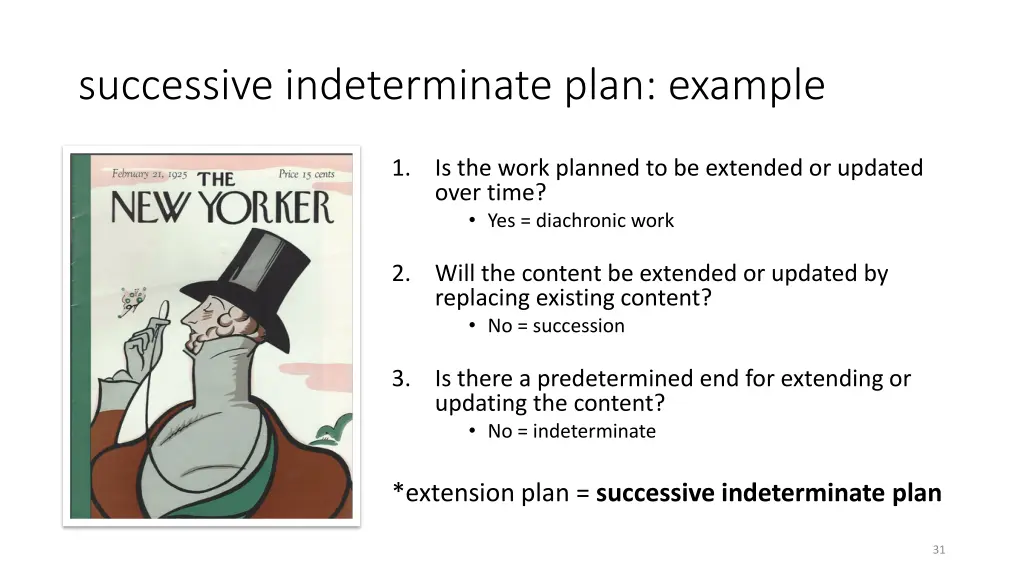 successive indeterminate plan example