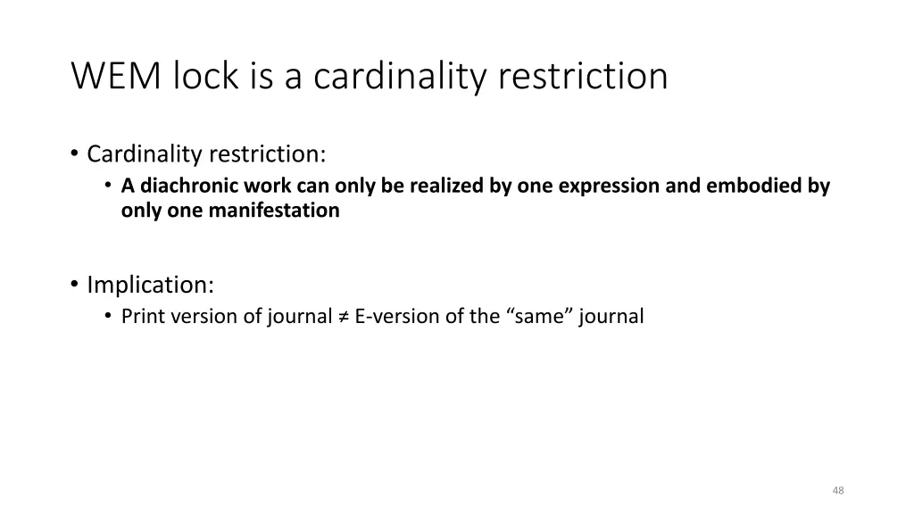 wem lock is a cardinality restriction