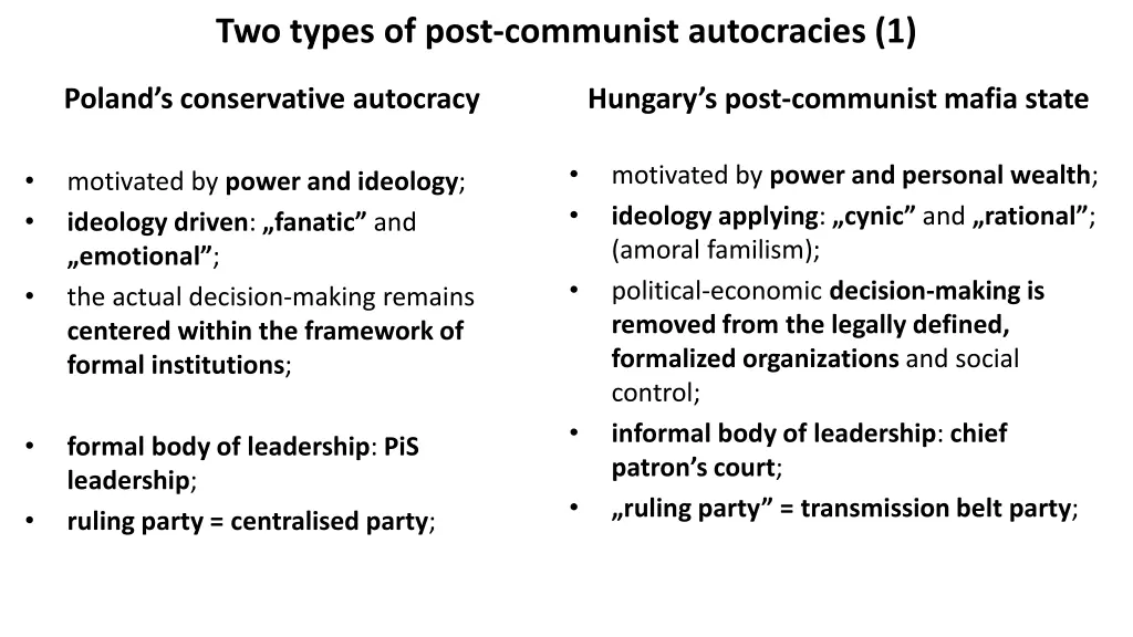 two types of post communist autocracies 1