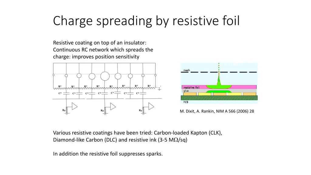 charge spreading by resistive foil