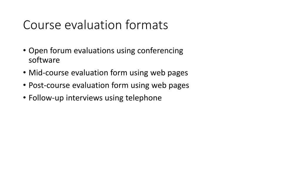 course evaluation formats