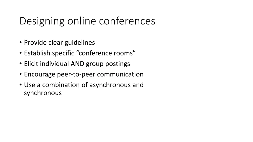 designing online conferences