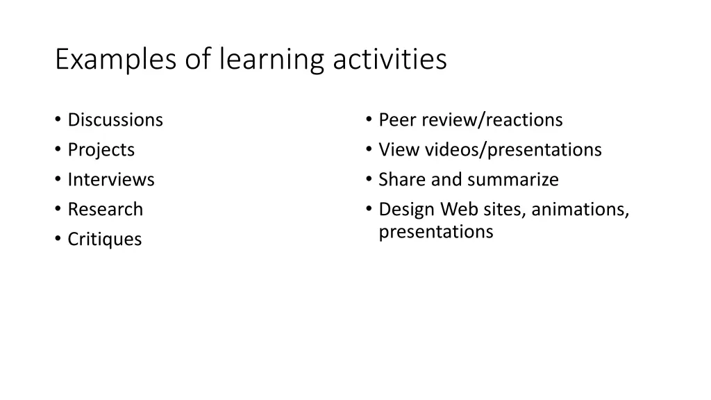 examples of learning activities