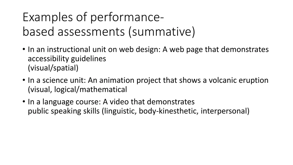 examples of performance based assessments