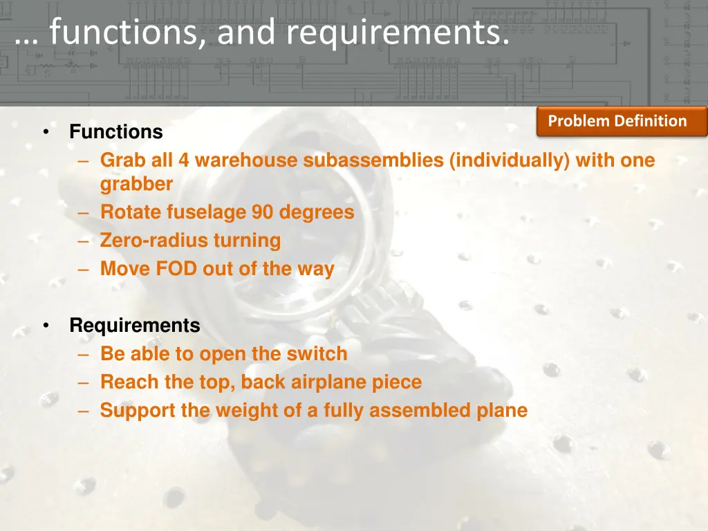 functions and requirements