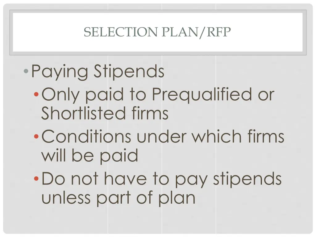 selection plan rfp 1