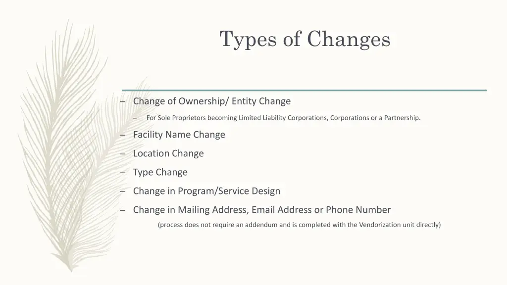 types of changes