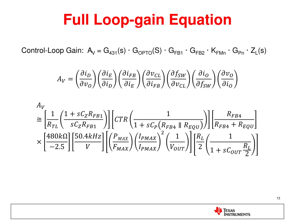 full loop gain equation