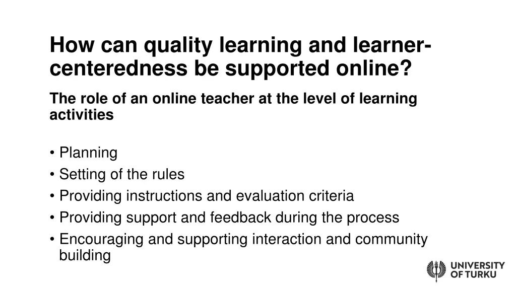 how can quality learning and learner centeredness 2