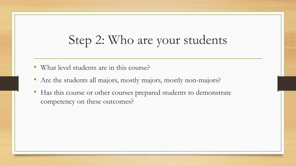 step 2 who are your students