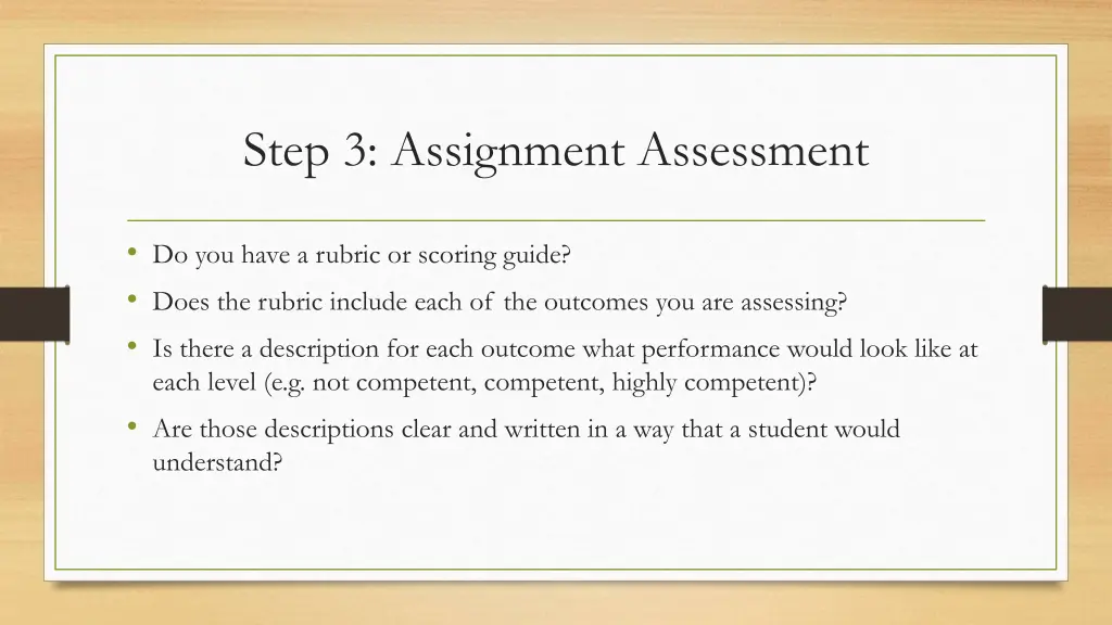 step 3 assignment assessment