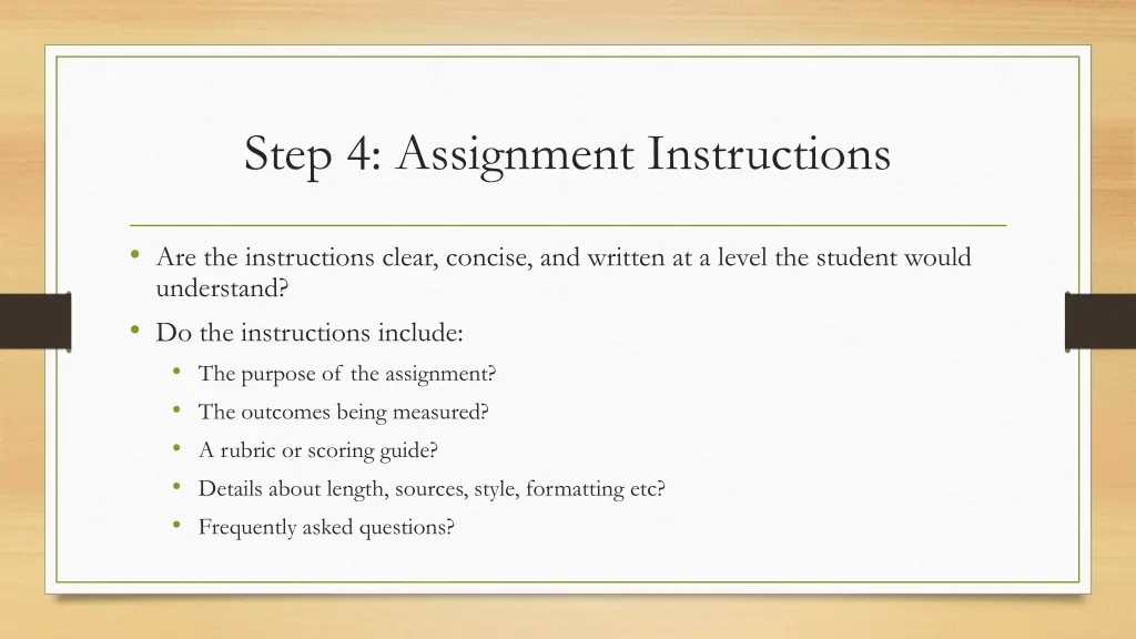 step 4 assignment instructions