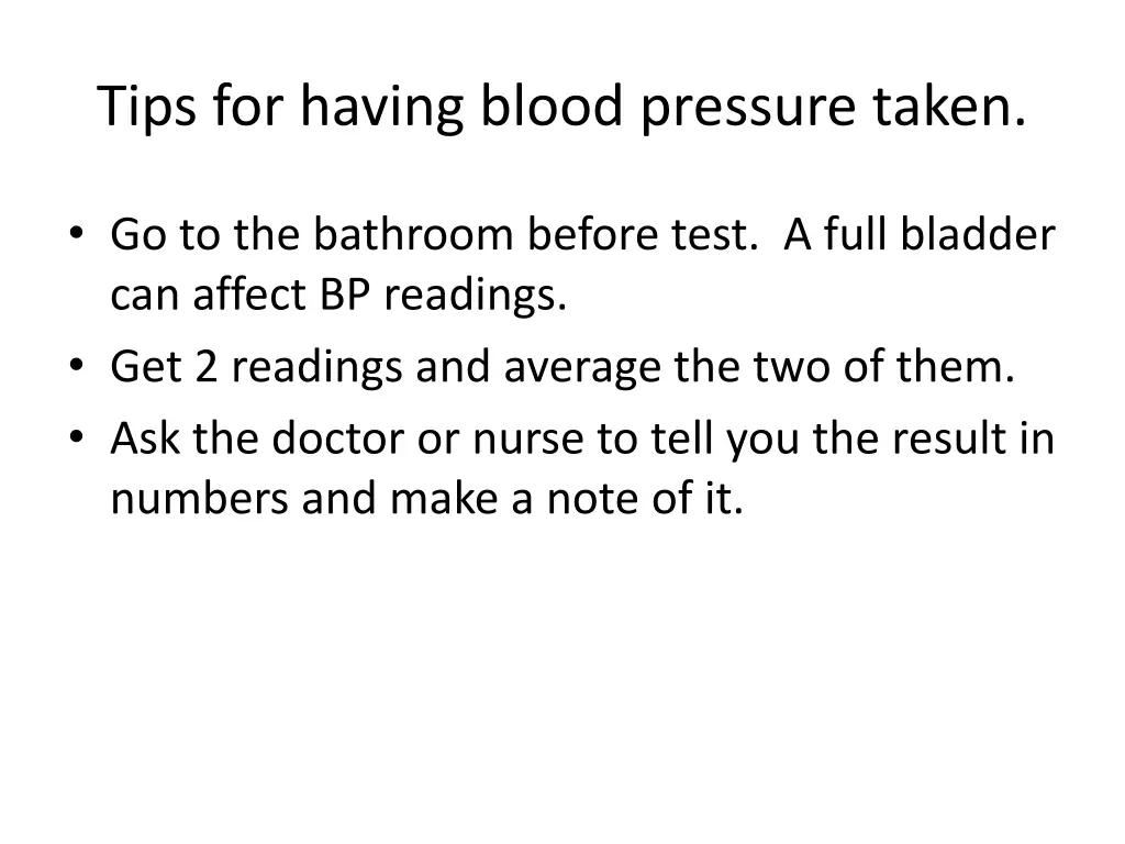 tips for having blood pressure taken