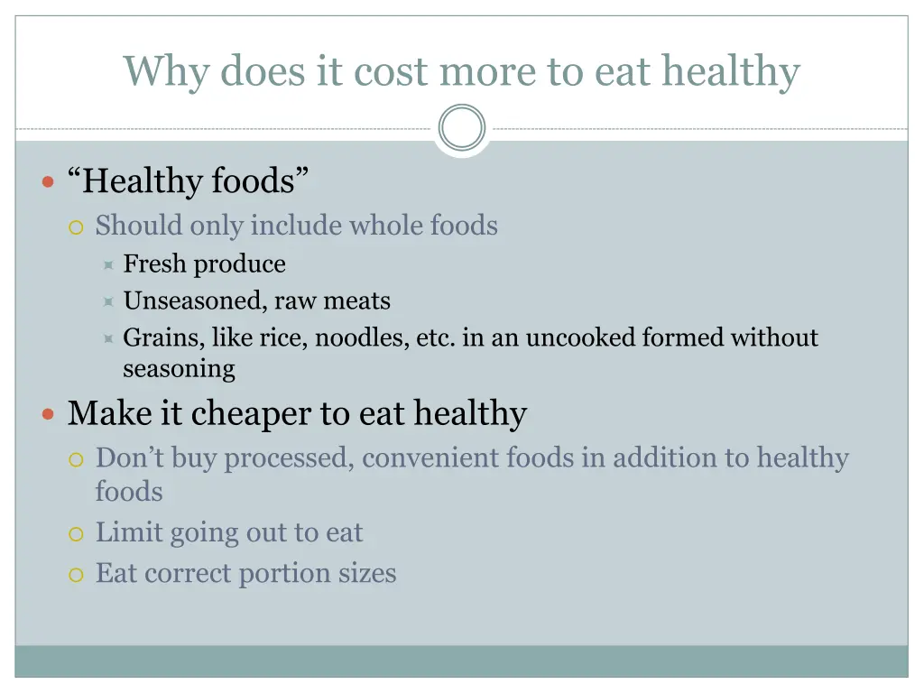 why does it cost more to eat healthy