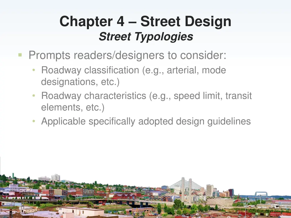 chapter 4 street design street typologies prompts