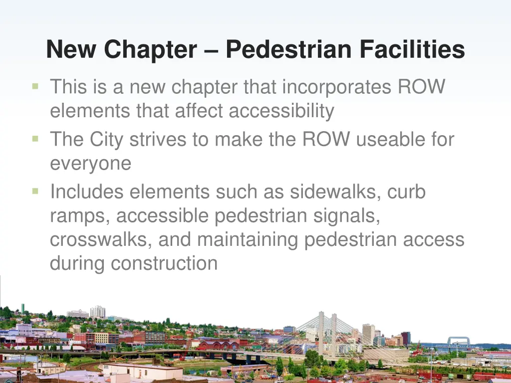 new chapter pedestrian facilities