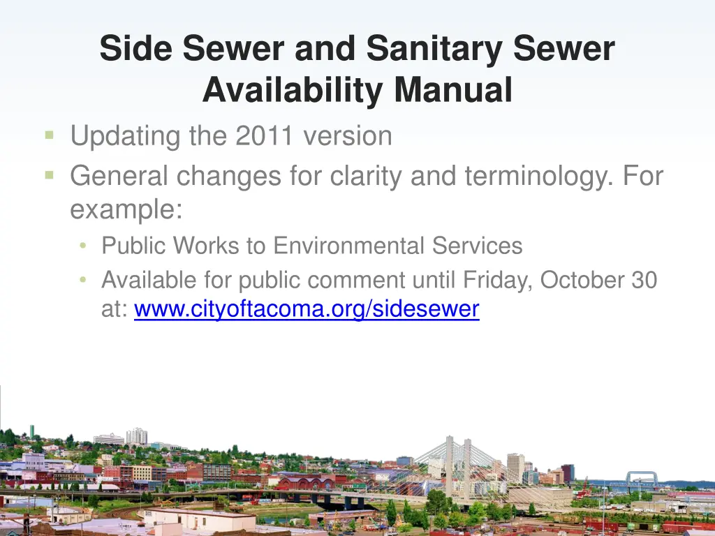 side sewer and sanitary sewer availability manual