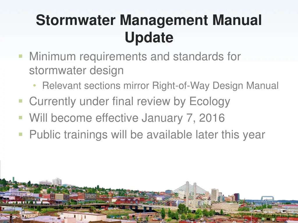 stormwater management manual update minimum