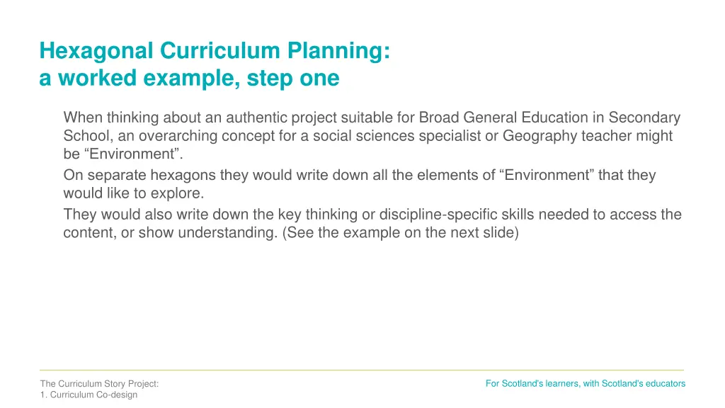 hexagonal curriculum planning a worked example