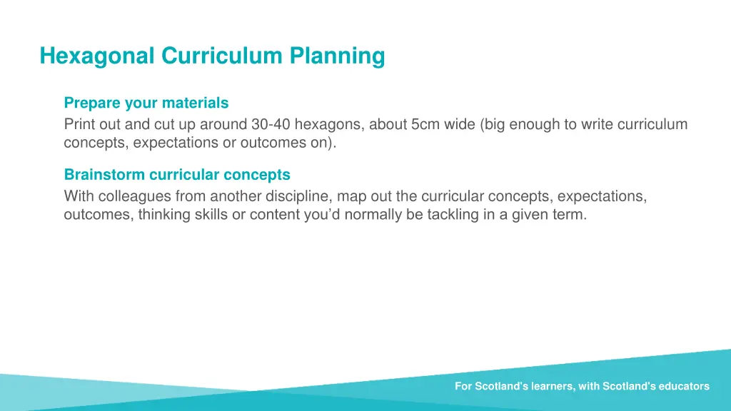 hexagonal curriculum planning