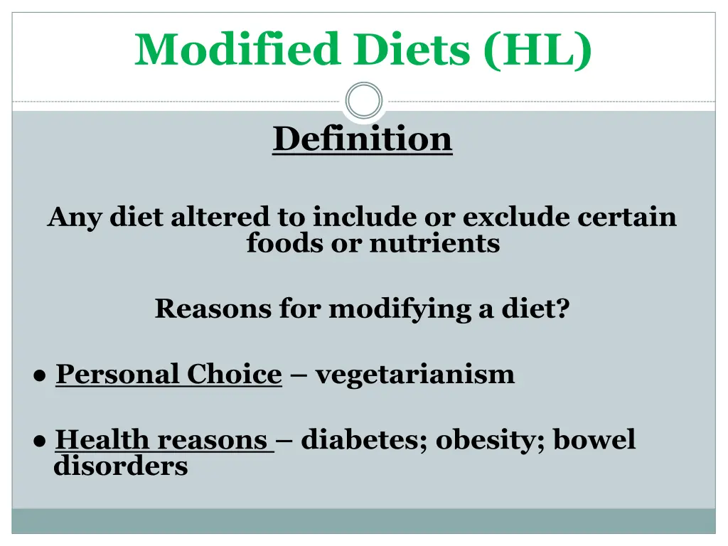 modified diets hl