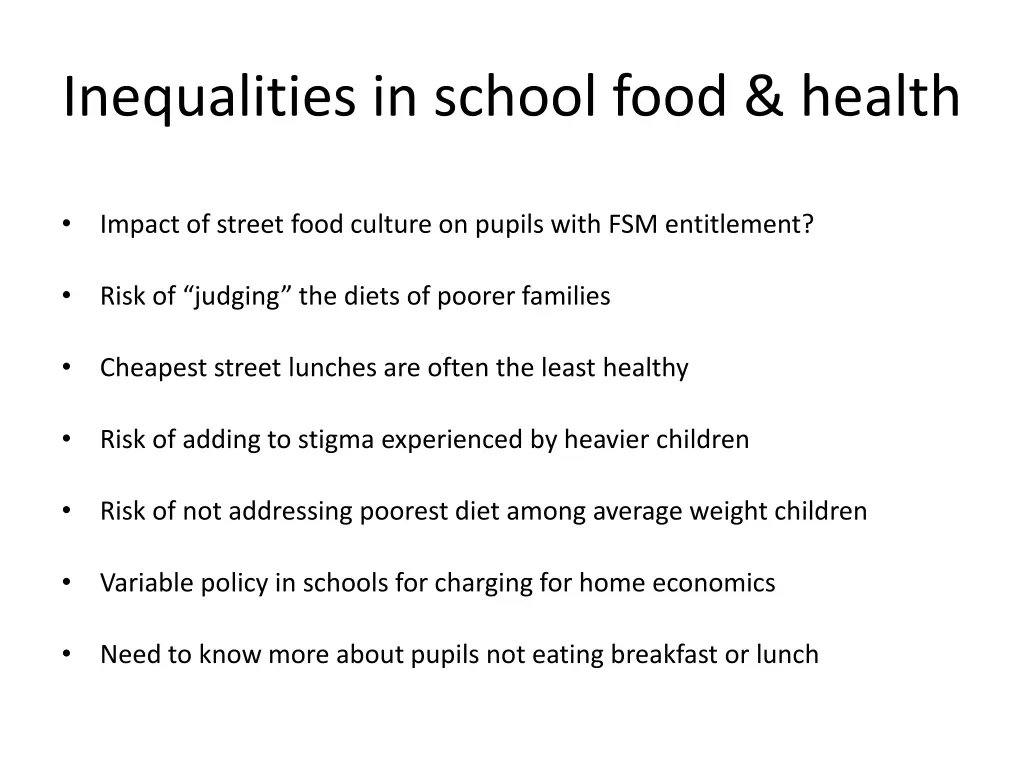 inequalities in school food health