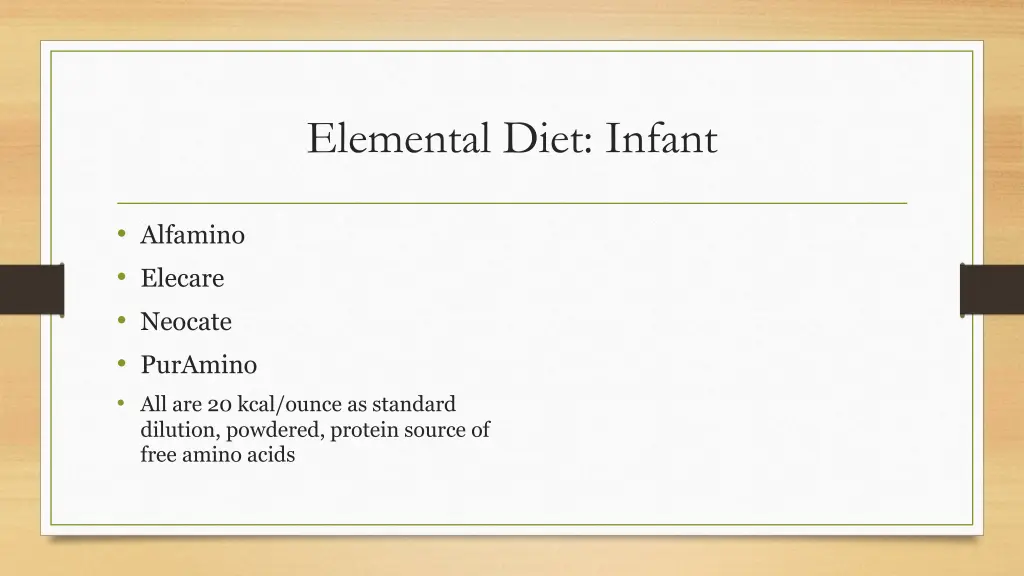 elemental diet infant