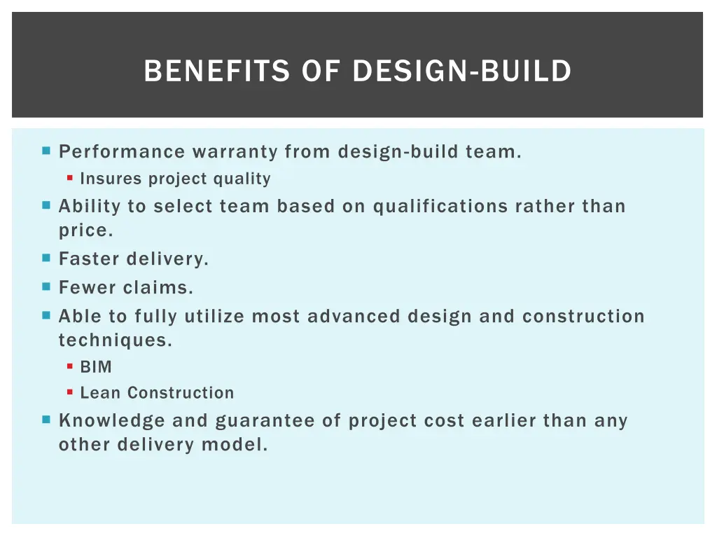 benefits of design build