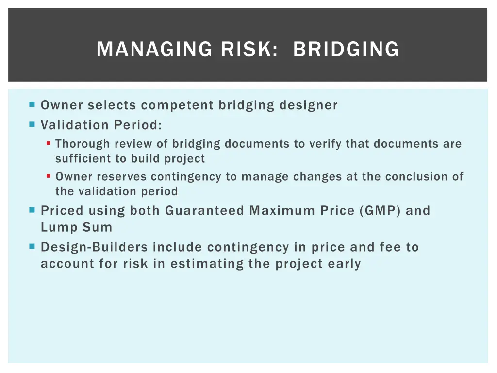 managing risk bridging