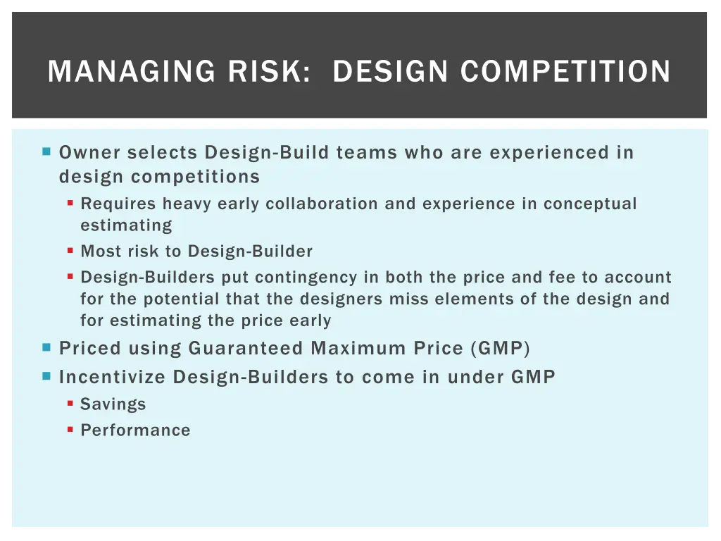 managing risk design competition