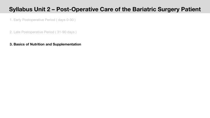 syllabus unit 2 post operative care