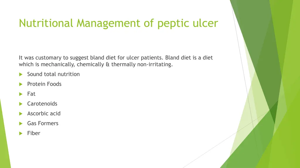 nutritional management of peptic ulcer