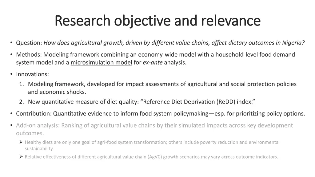 research objective and relevance research