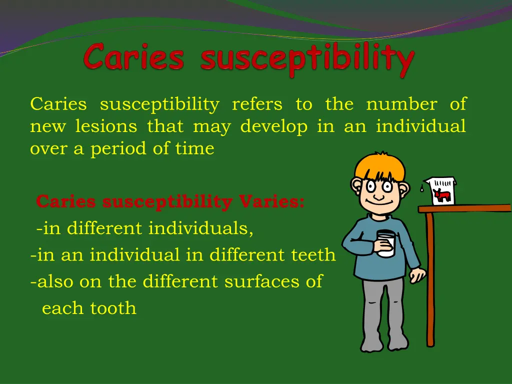 caries susceptibility refers to the number