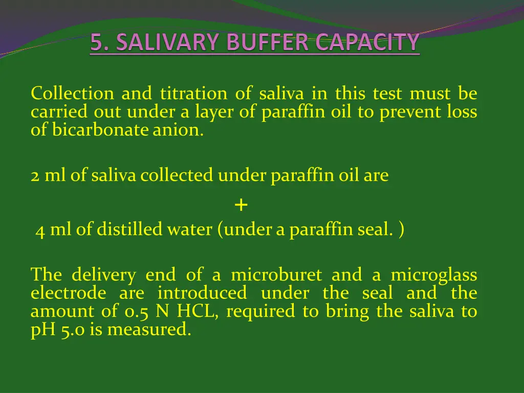 collection and titration of saliva in this test