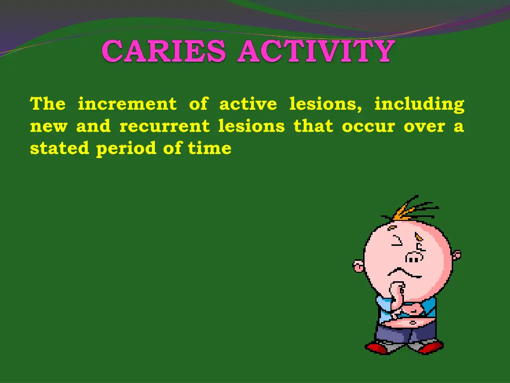 the increment of active lesions including