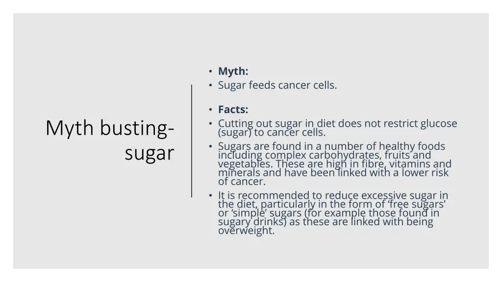 myth sugar feeds cancer cells