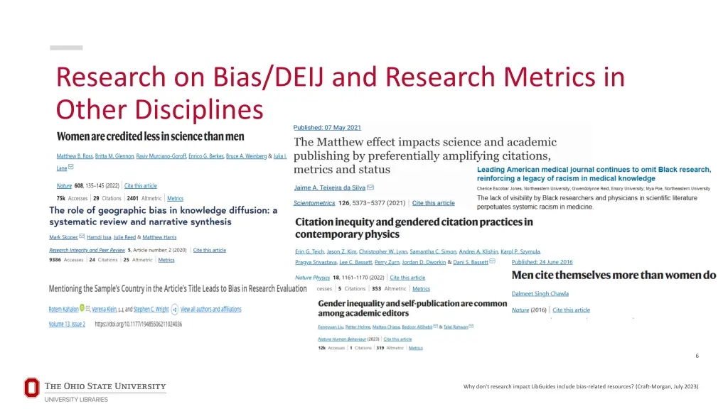 research on bias deij and research metrics