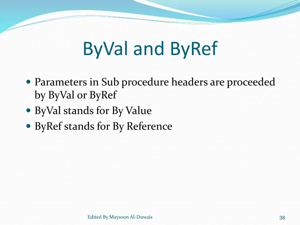 byval and byref