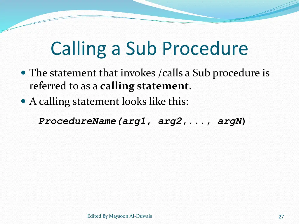 calling a sub procedure