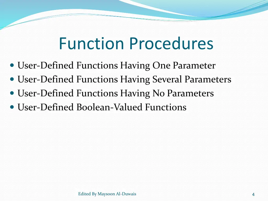 function procedures